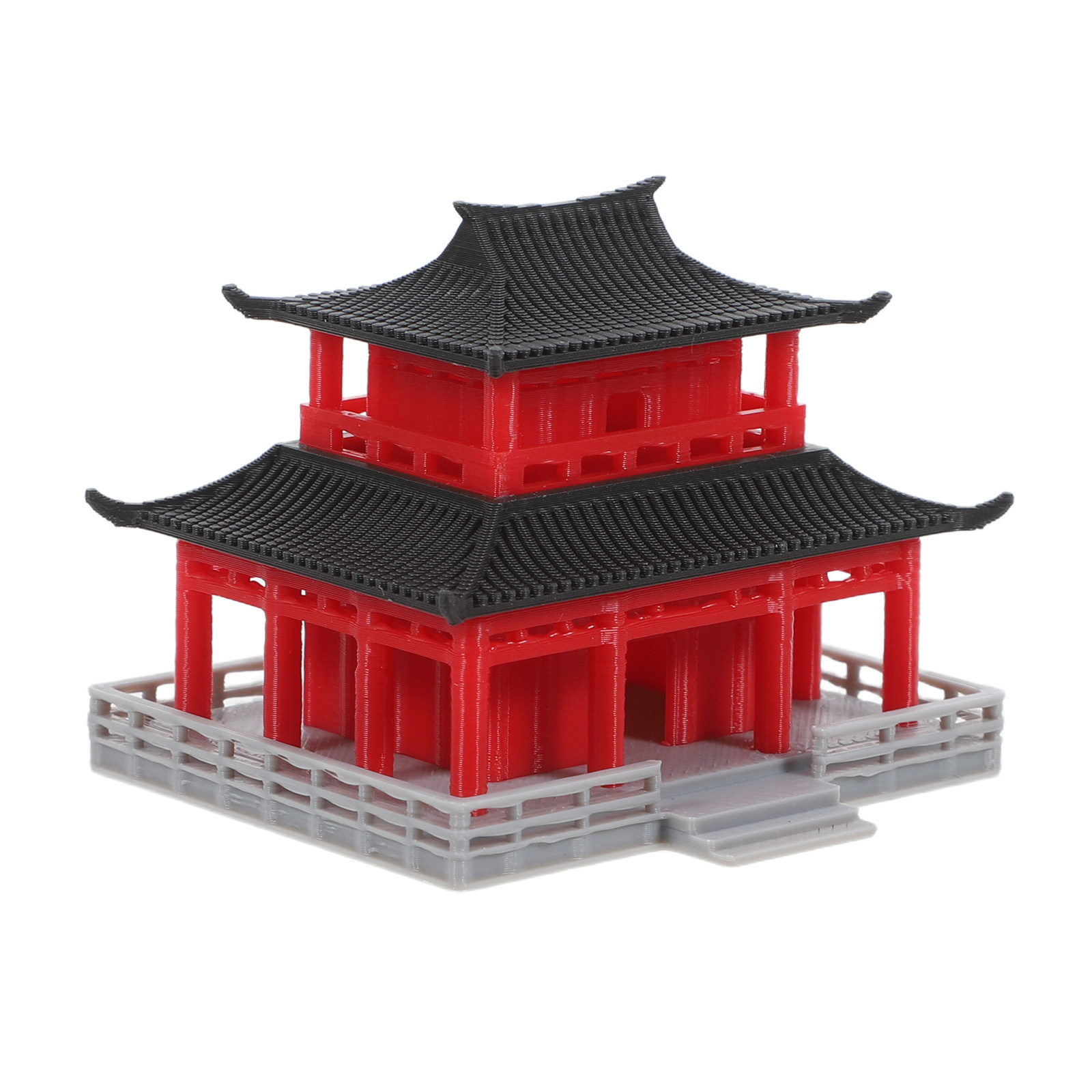 Aquarium - Black Red Ancient Chinese Pavilion Aquarium