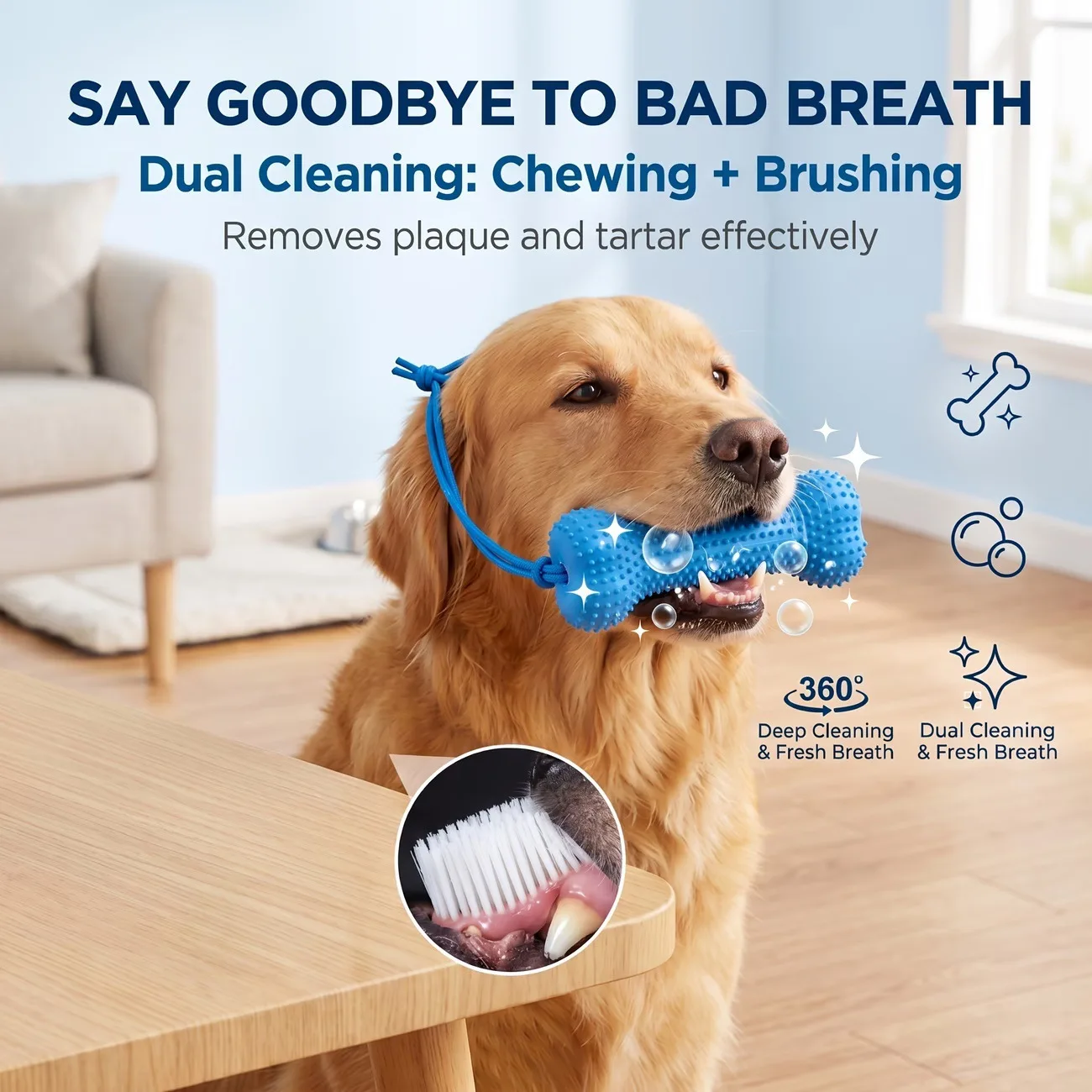 Teeth Cleaning Dog Chew Bone - Reusable Dog Chew Toy Rubber Bone