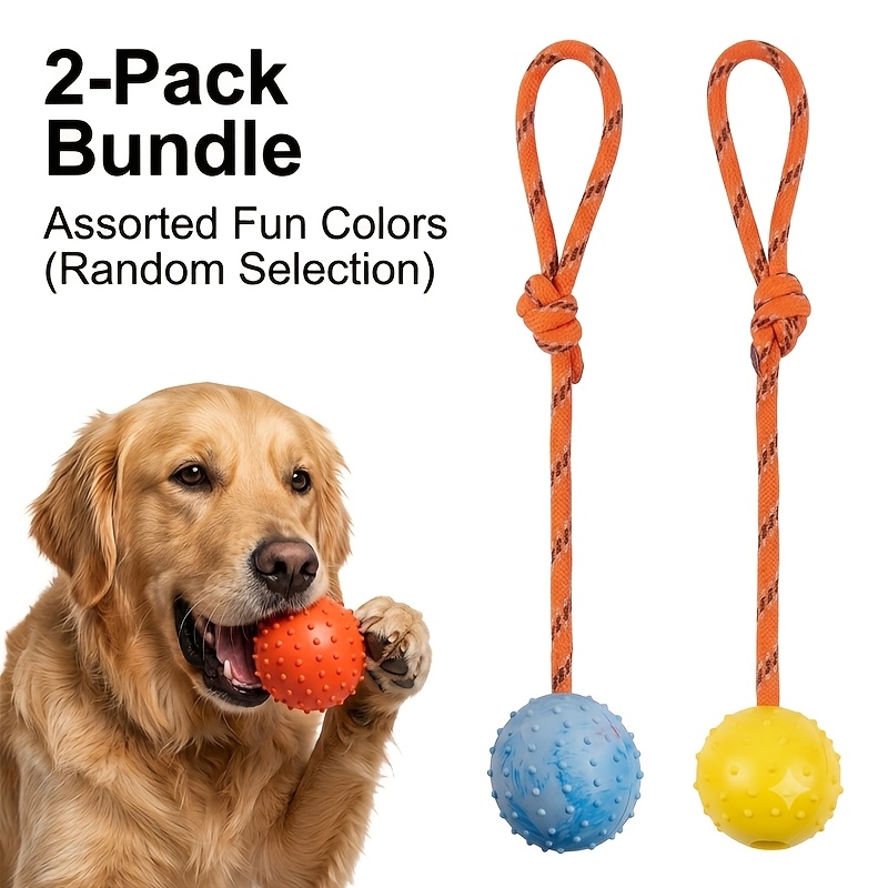 2-Pack Durable Rubber Dog Ball - đánh giá và giá Dog Rope Toy Aggressive Chewers